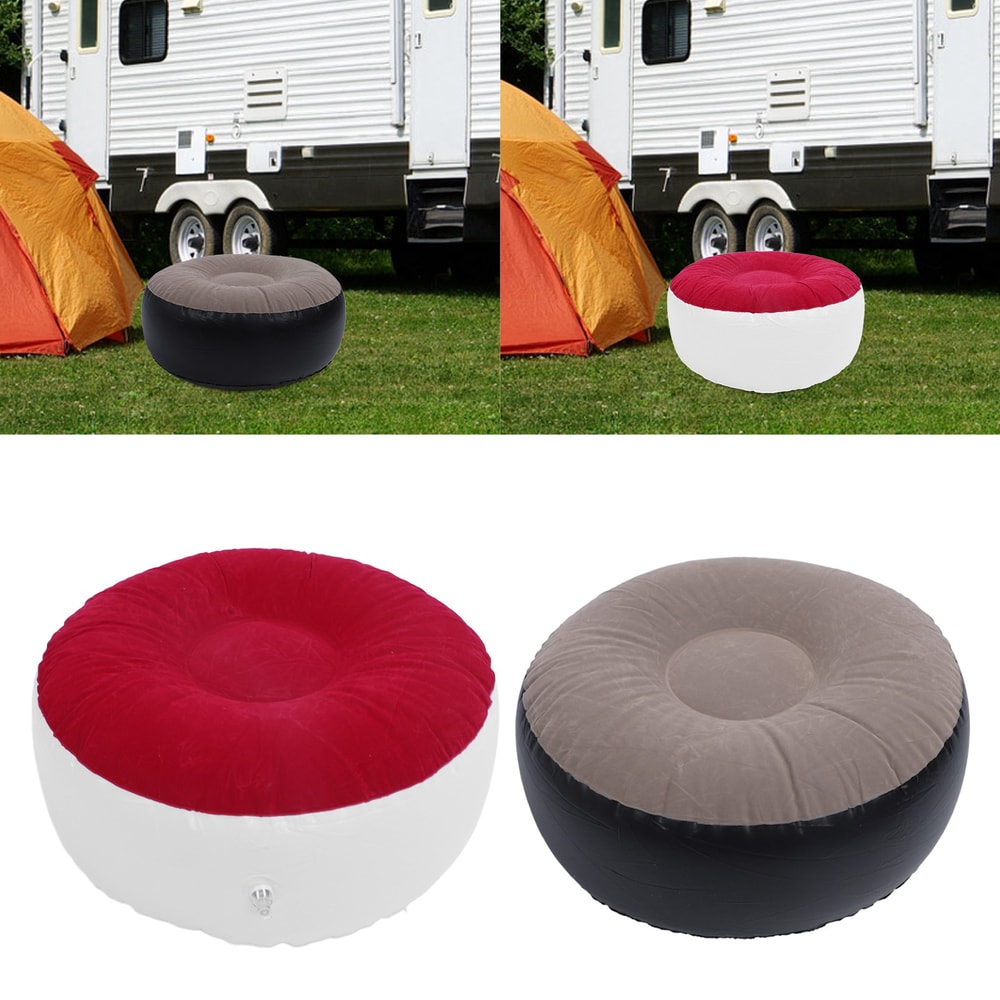 Portable Inflatable Camping Stool Lightweight Flocked Travel Seat & Footrest