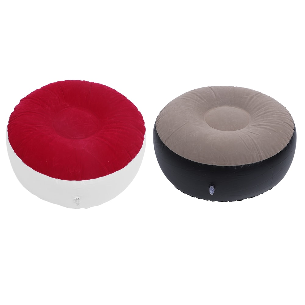 Portable Inflatable Camping Stool Lightweight Flocked Travel Seat & Footrest
