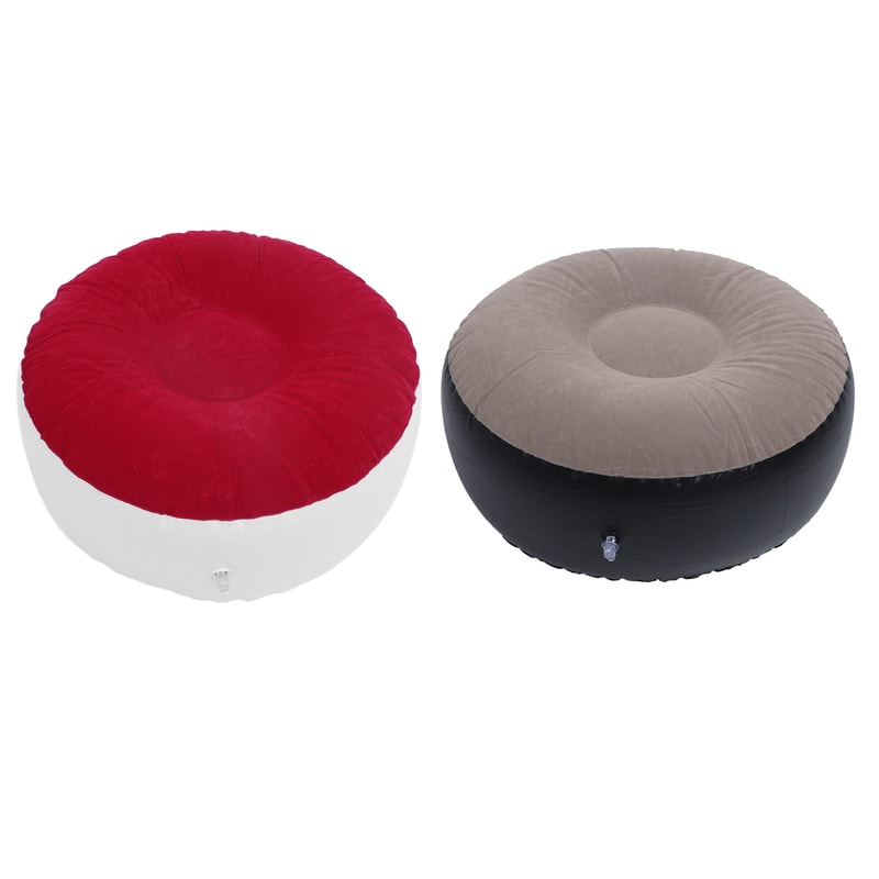 Portable Inflatable Camping Stool Lightweight Flocked Travel Seat & Footrest
