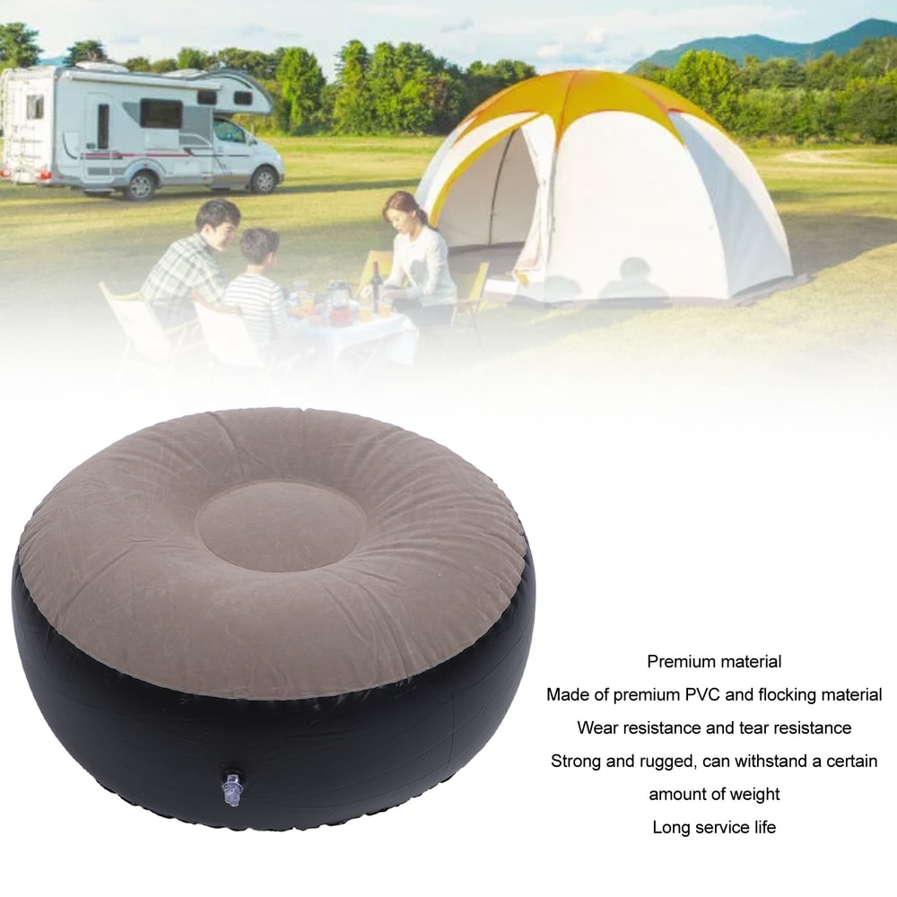 Portable Inflatable Camping Stool Lightweight Flocked Travel Seat & Footrest