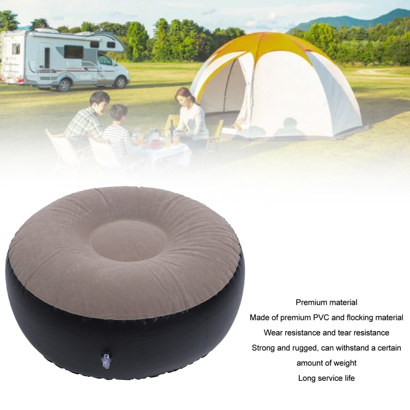 Portable Inflatable Camping Stool Lightweight Flocked Travel Seat & Footrest