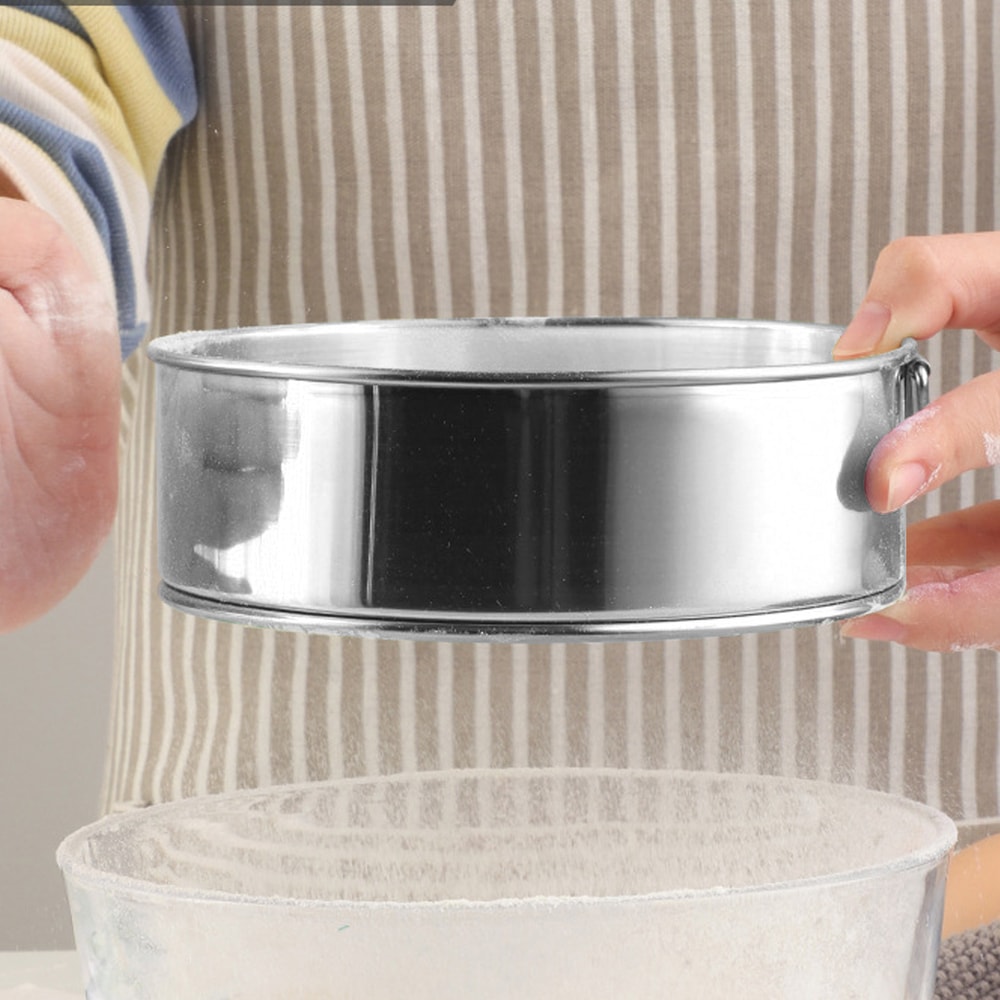 Professional Stainless Steel Flour Sieve Large Round Mesh Sifter for Baking