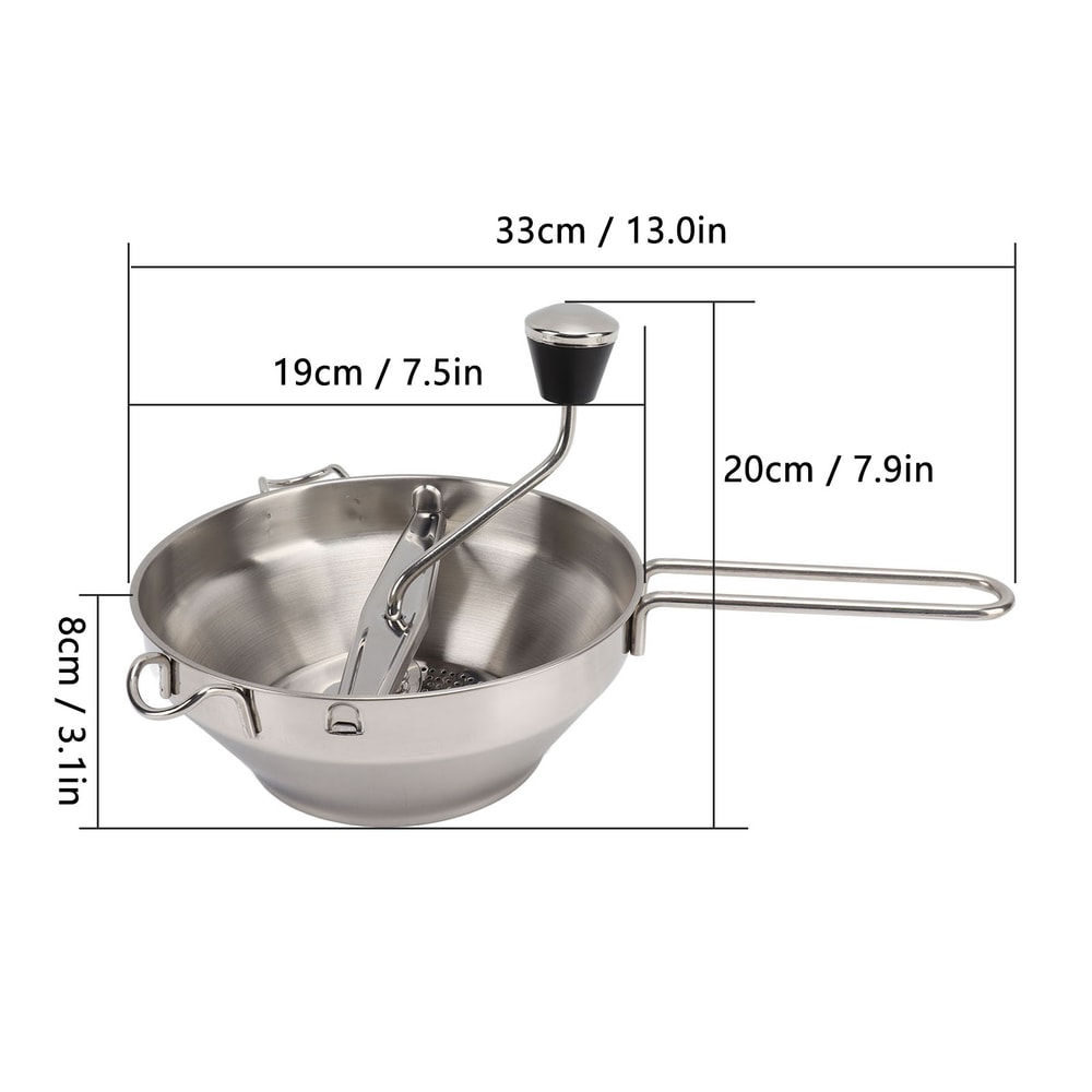 Stainless Steel Food Mill with Interchangeable Discs for Smooth Purees, Sauces & Mashed Potatoes