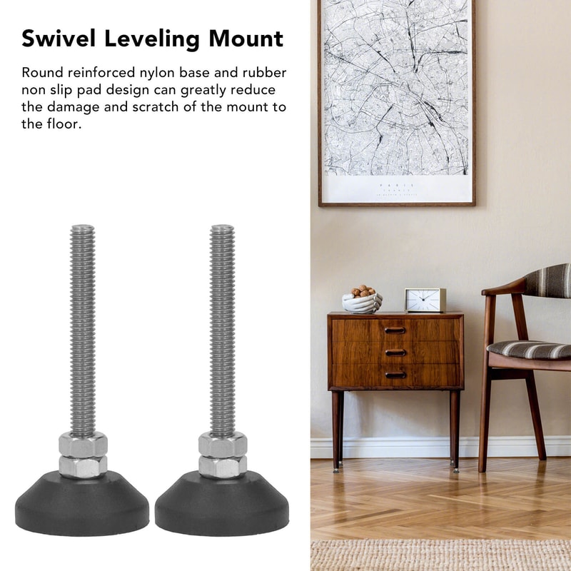 Furniture Leveling Feet M6 Adjustable Swivel Pads with Non Slip Rubber Base