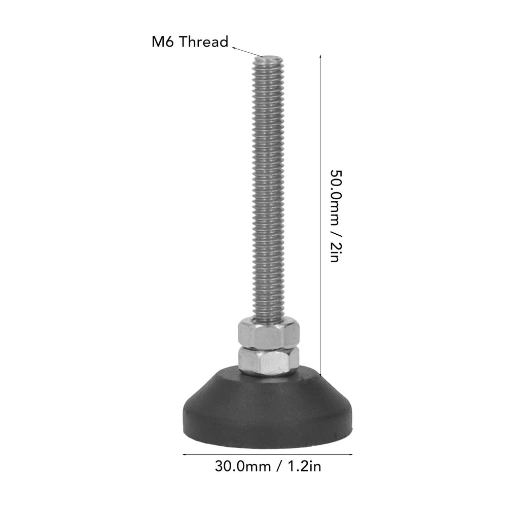 Furniture Leveling Feet M6 Adjustable Swivel Pads with Non Slip Rubber Base