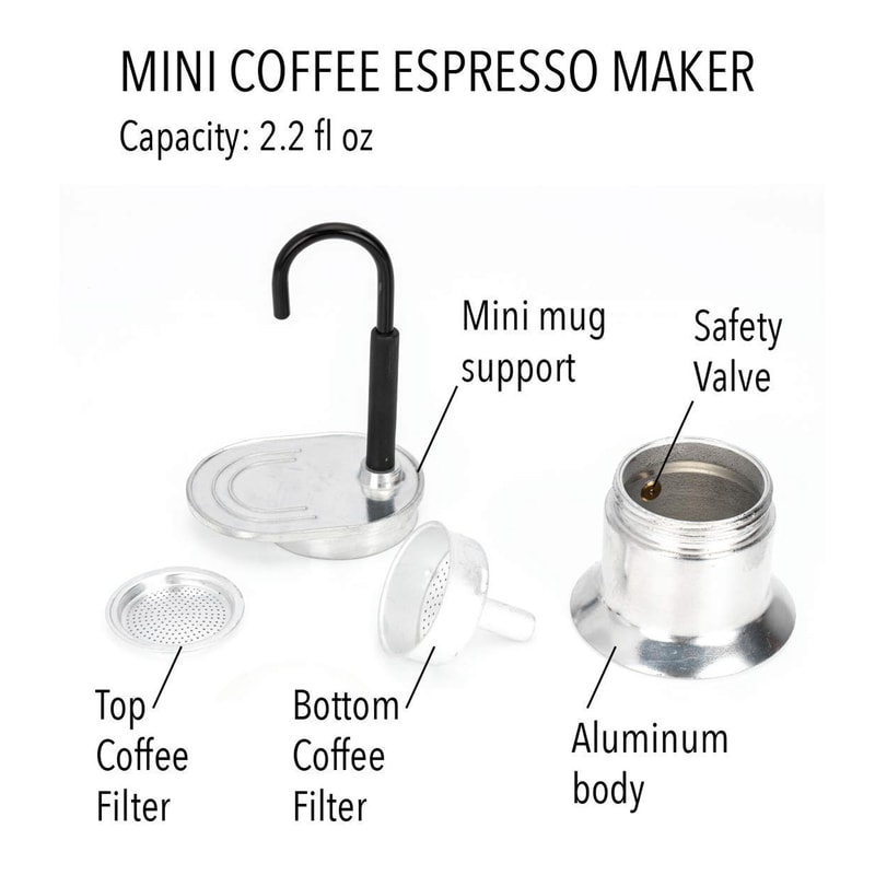 Portable Italian Espresso Moka Pot 50ml Travel Coffee Maker