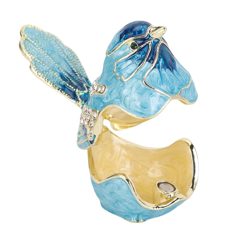 Crystal Bird Trinket Box Jewelry Organizer Enamel Keepsake Ring Earring Storage 2