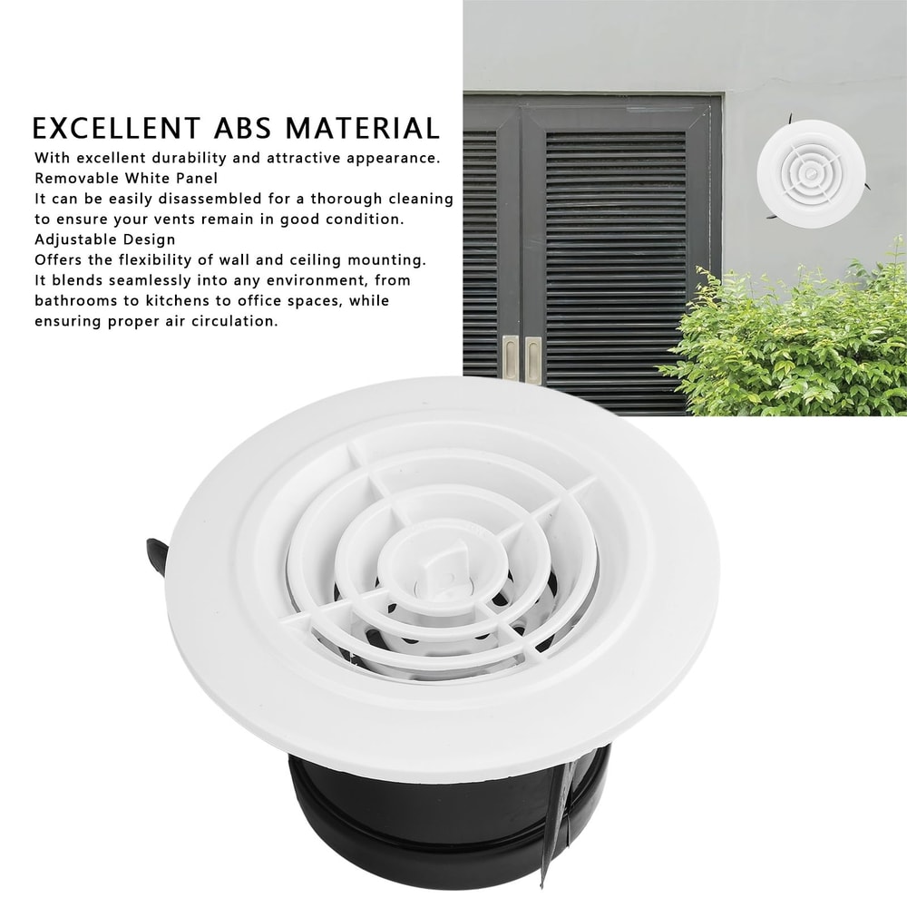 Adjustable Round Air Vent Cover for Bathroom, Kitchen & Soffit Ventilation