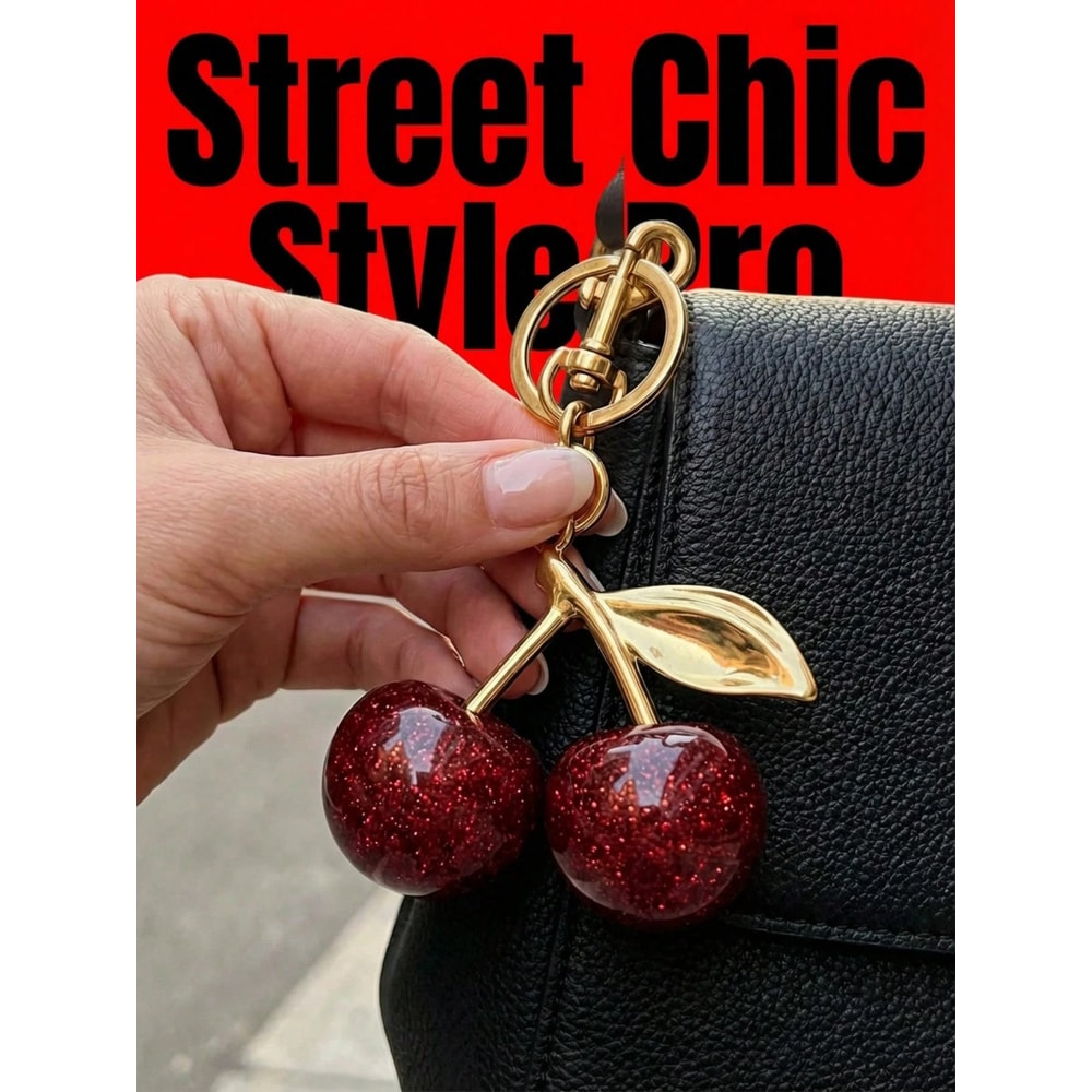 Cherry Bliss Keychain Charm – Cute Cherry Keychain, Bag Charm & Key Ring Accessory
