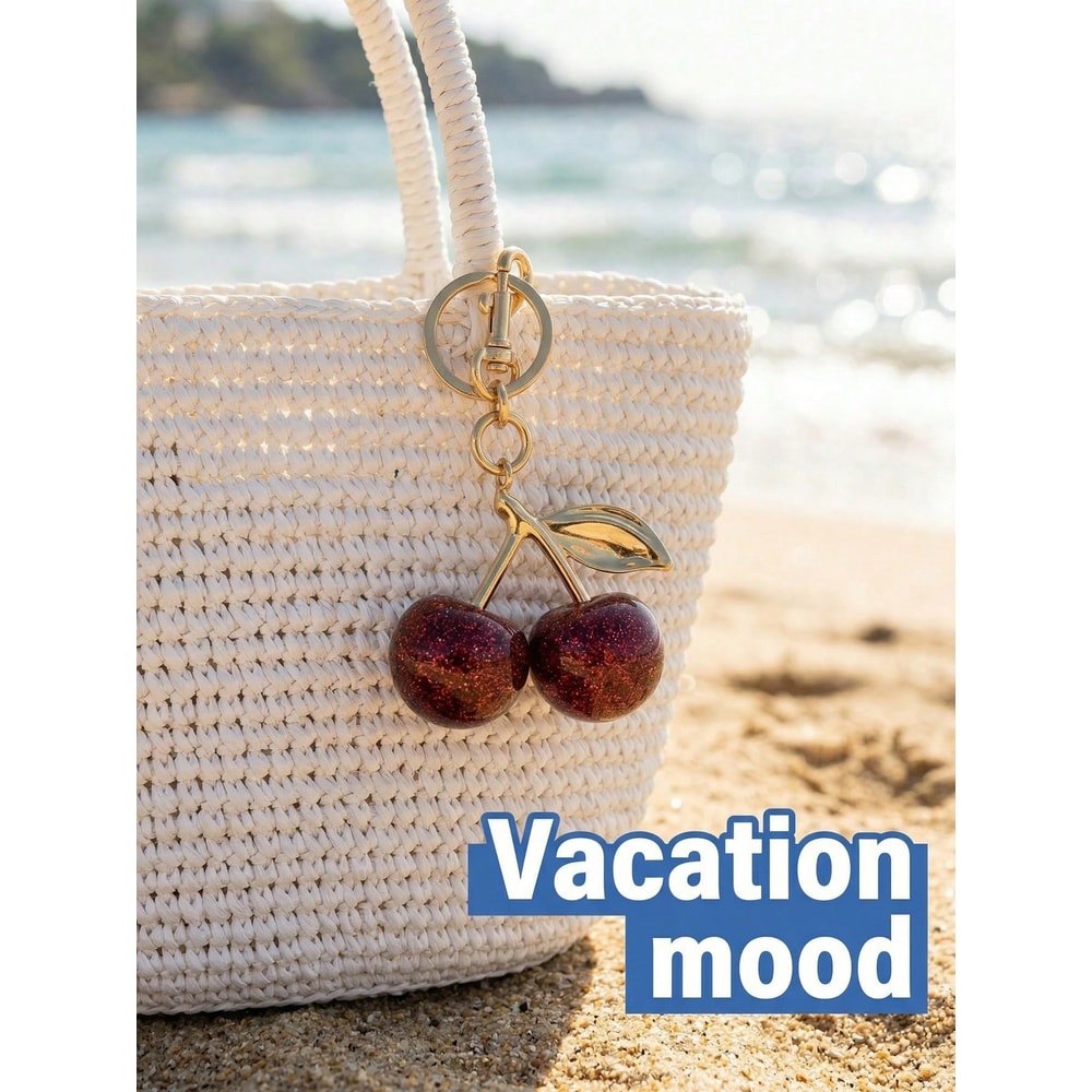 Cherry Bliss Keychain Charm – Cute Cherry Keychain, Bag Charm & Key Ring Accessory