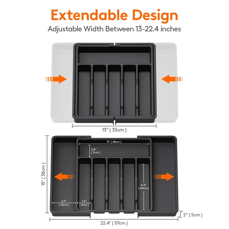 Adjustable Expandable Utensil Drawer Organizer Tray Kitchen Flatware Silverware Storage 2