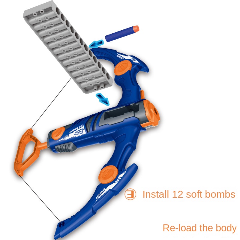 RapidShot Kids Soft Foam Crossbow Blaster Set with Shot Launcher for Outdoor Backyard Games