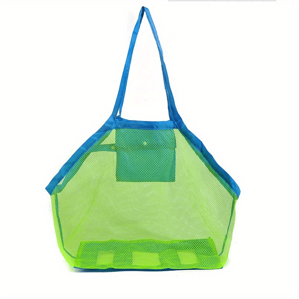 Kids Large Mesh Beach Toy Bag Durable Sand Toy Storage With Pockets 6