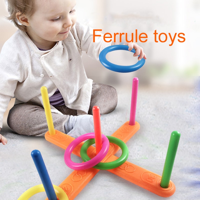 Kids Ring Toss Game Stacking Toy Outdoor Fun Parent Child Interactive Play Set 5