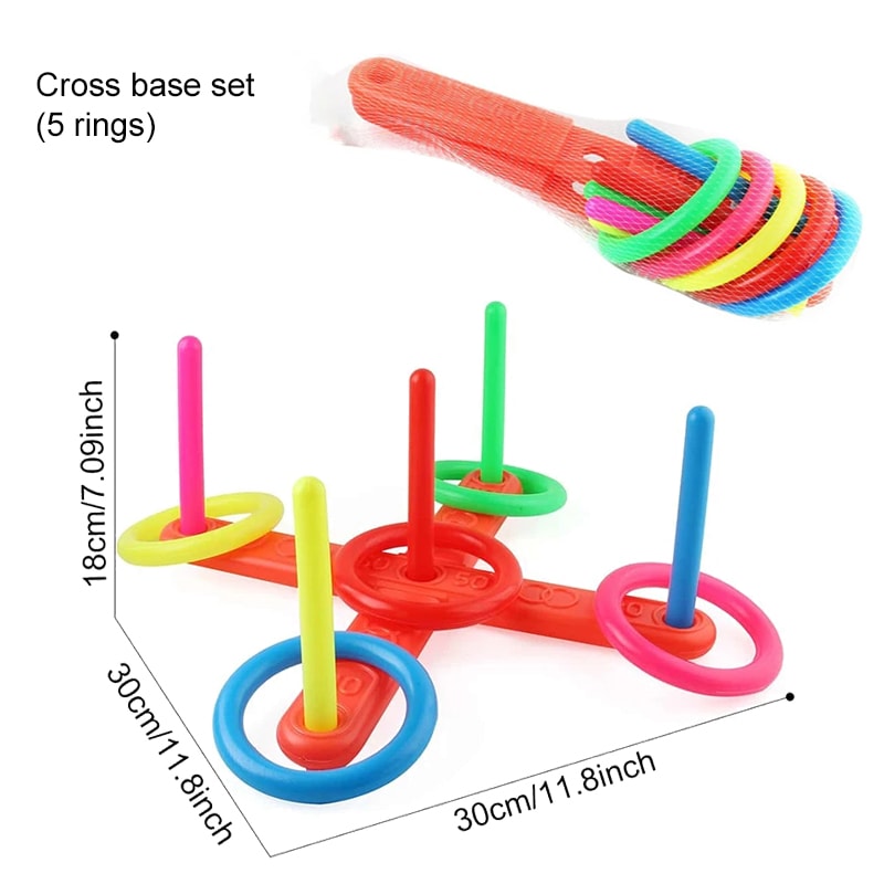 Kids Ring Toss Game Stacking Toy Outdoor Fun Parent Child Interactive Play Set 7