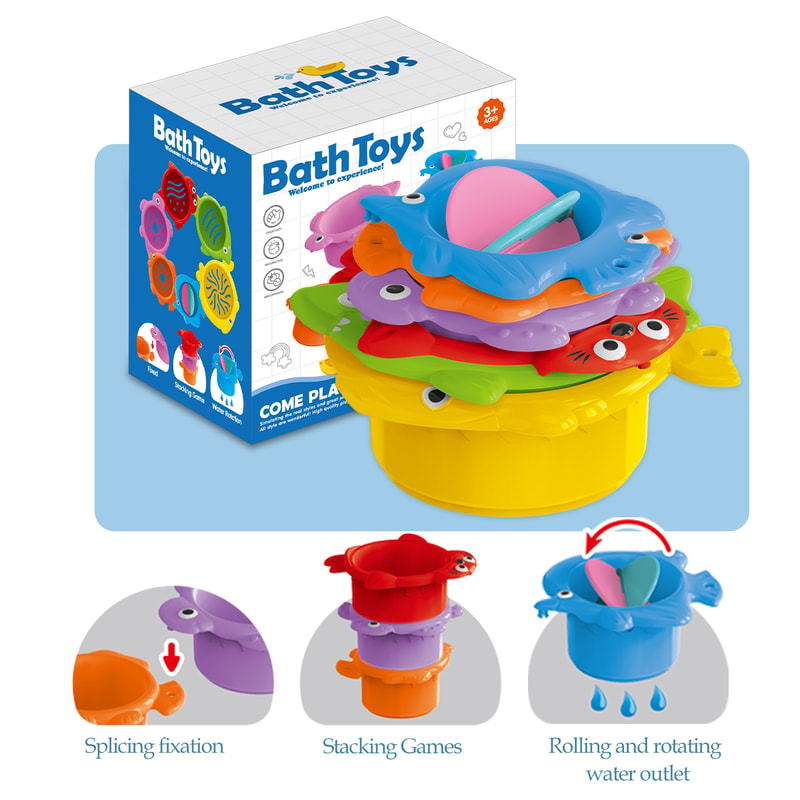 Montessori Stacking Bath Cups Toy Set for Toddlers Beach & Water Play