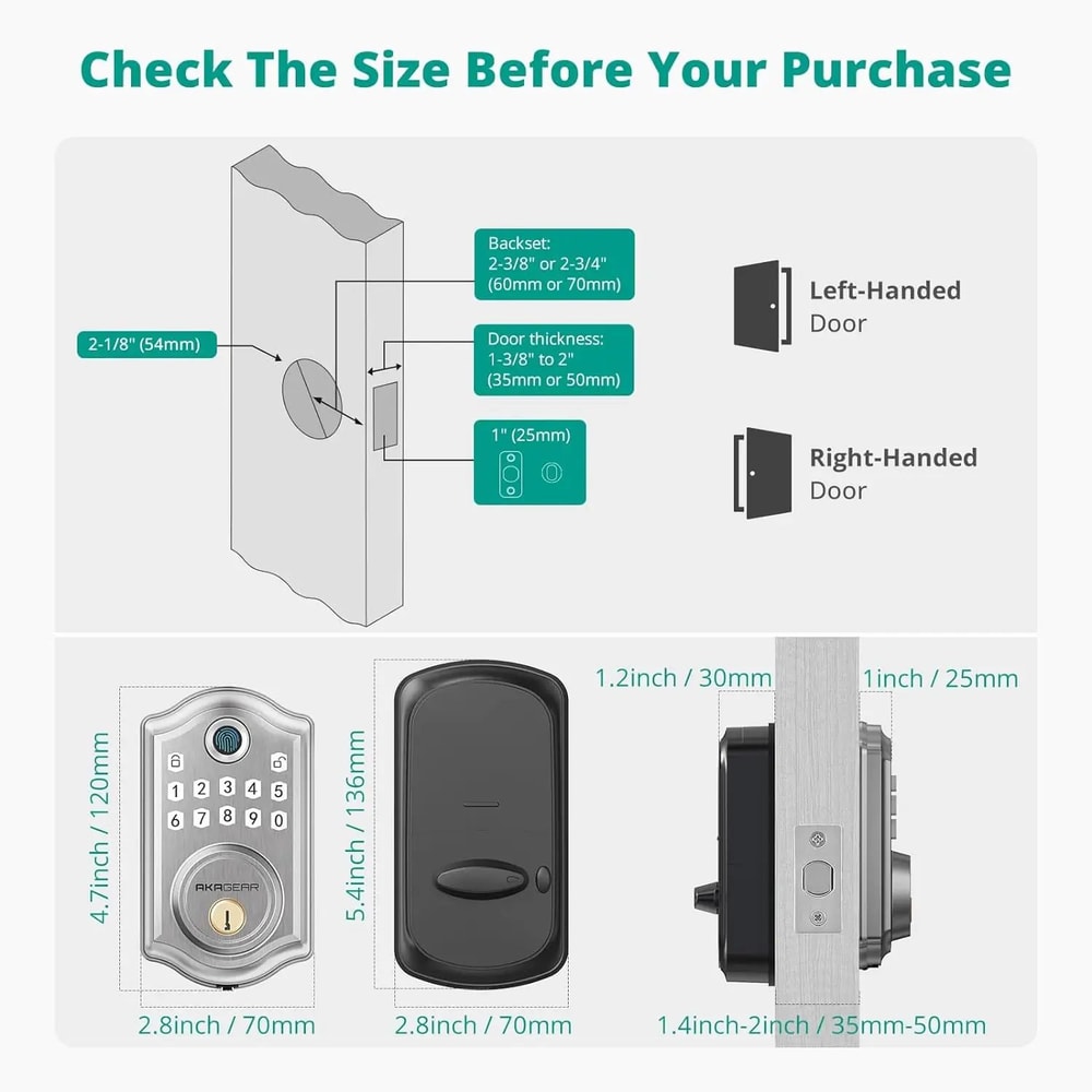 Biometric Smart Door Lock Fingerprint Password Keyless Entry 5