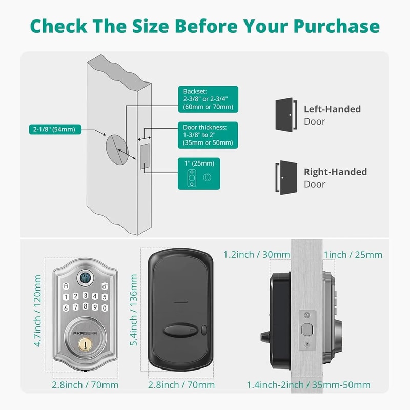 Biometric Smart Door Lock Fingerprint Password Keyless Entry 5