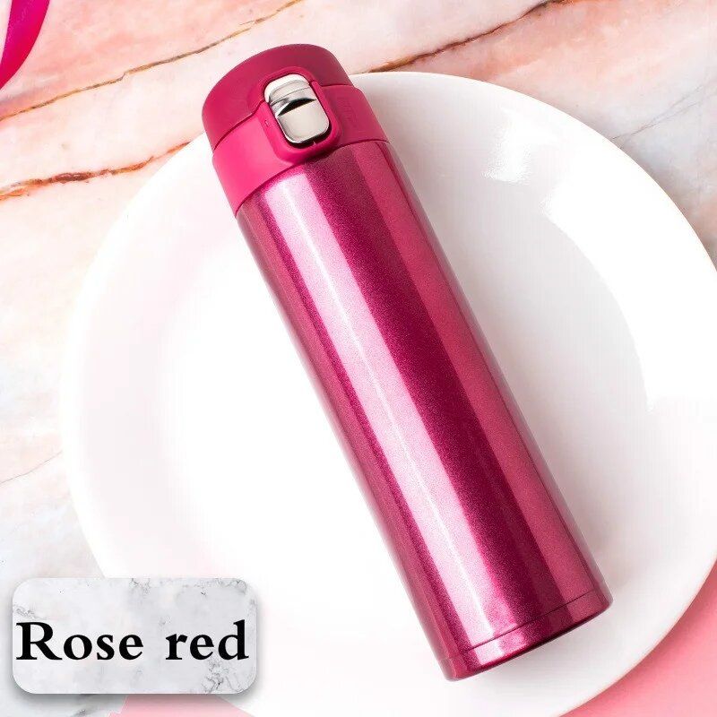 Stainless Steel Thermos Bottle with Bouncing Cover Insulated Travel Water Bottle for Gifts Business