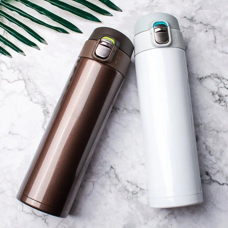 Stainless Steel Thermos Bottle with Bouncing Cover Insulated Travel Water Bottle for Gifts Business