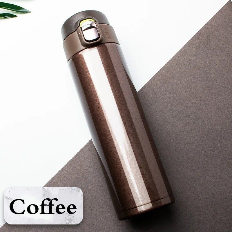 Stainless Steel Thermos Bottle with Bouncing Cover Insulated Travel Water Bottle for Gifts Business