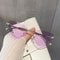 Vintage Rimless Triangle Cat Eye Sunglasses Luxury Designer Sun Glasses for Women Men