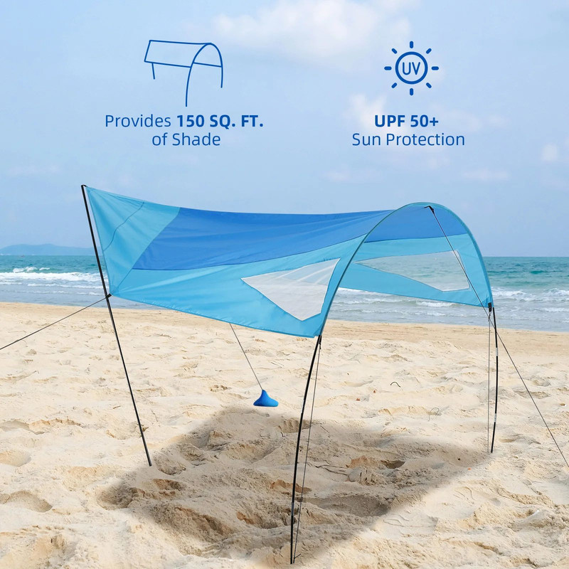 Beach Sunshade Shelter Portable Wind Powered Sun Tent For Family Trips Easy To Carry  Install 2