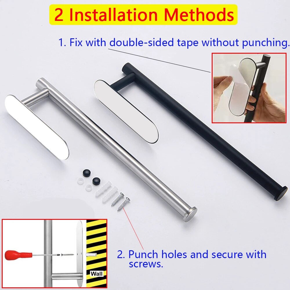 Stainless Steel Paper Towel Holder Adhesive Tissue Hanger  Toilet Roll Dispenser For Bathroom And K 3