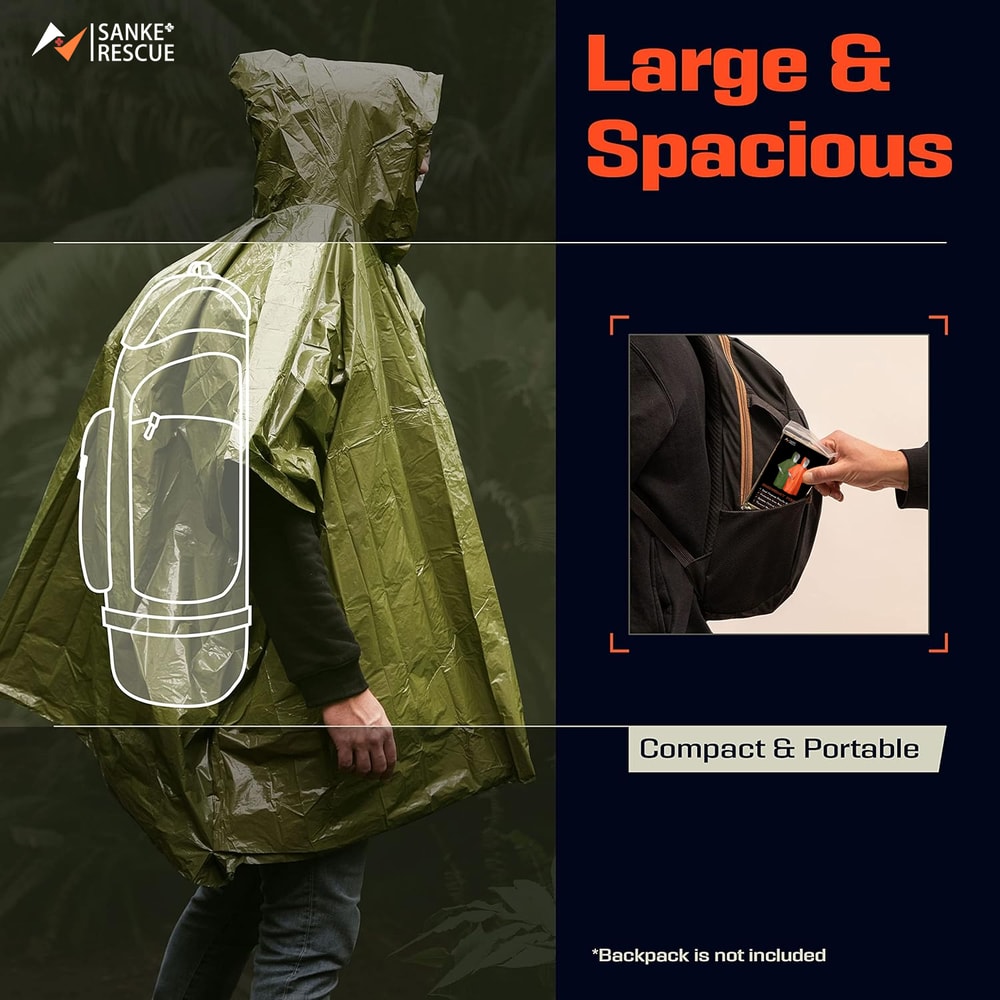 Emergency Waterproof Raincoat Disposable Poncho for Survival Camping Outdoor Rainwear Blankets