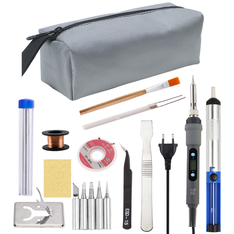 Professional Electric Soldering Iron Kit Digital Display Adjustable Temp Welding Repair Tools With