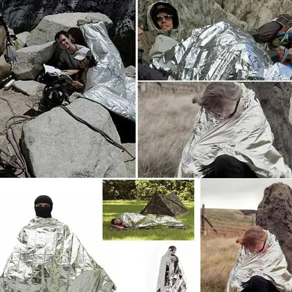 Emergency Thermal Blanket Reflective First Aid Survival Wrap Waterproof Windproof  Reusable For Cam 5