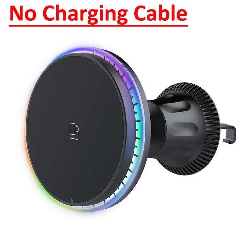 Magnetic Car Phone Holder Charger 30W Wireless Charging Station With Cool RGB Lights For IPhone 121 8