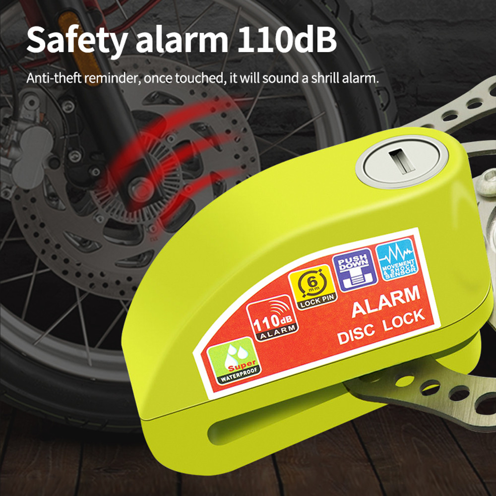 Motorcycle Bicycle Alarm Lock Anti Theft Disc Brake Lock With 120dB Alarm Vibration Sensor Key Sec 2
