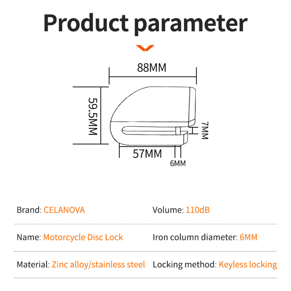 Motorcycle Bicycle Alarm Lock Anti Theft Disc Brake Lock With 120dB Alarm Vibration Sensor Key Sec 4