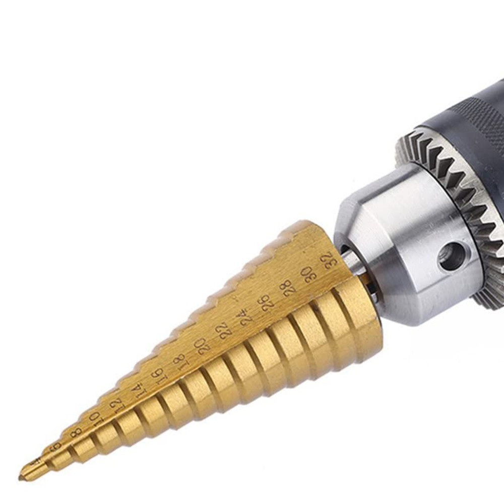HSS Titanium Coated Step Drill Bit HighSpeed Steel Cone Drill for Metal Wood Plastic