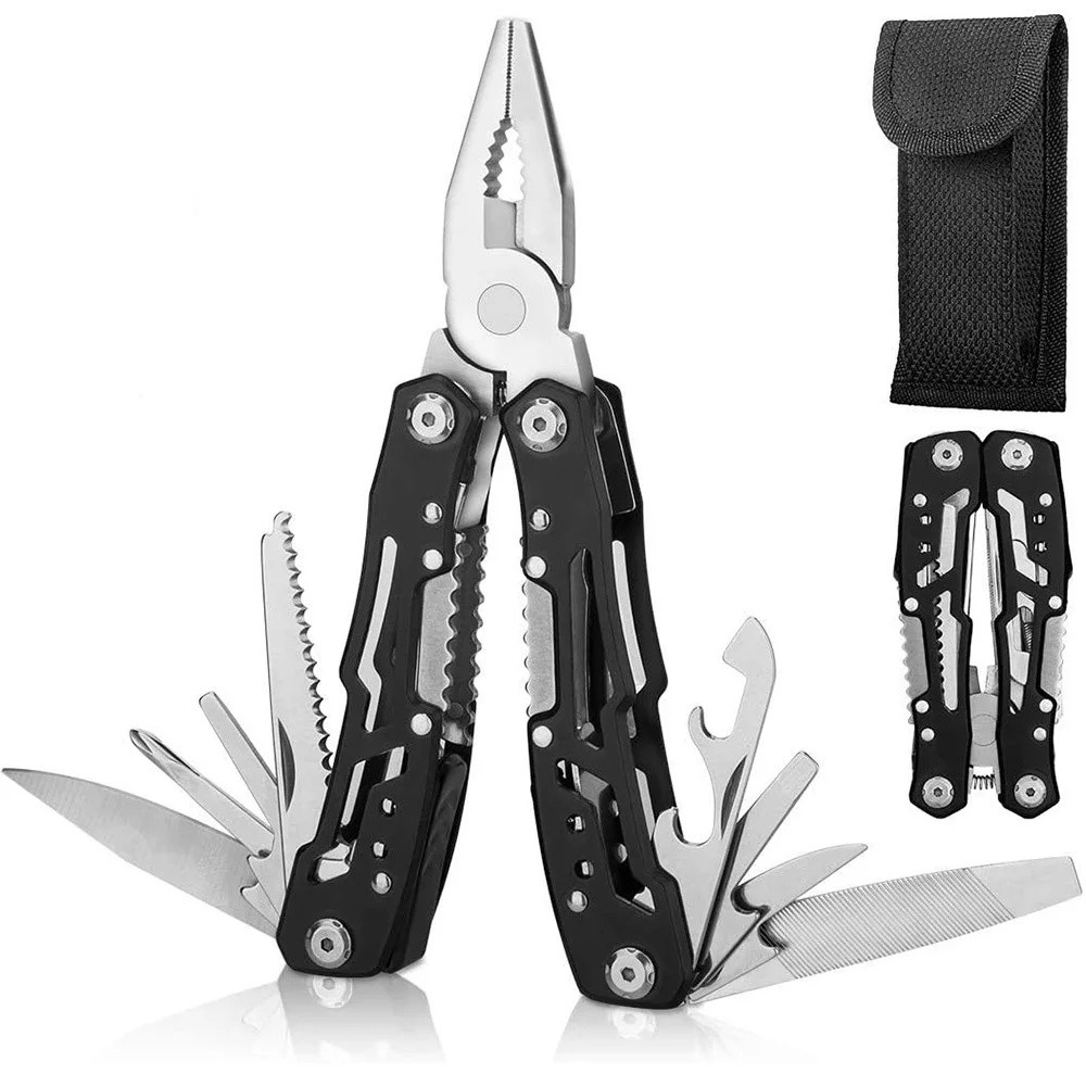 Tactical Folding MultiTool Pocket Knife Pliers With Scissors Screwdriver  Survival Tools 0