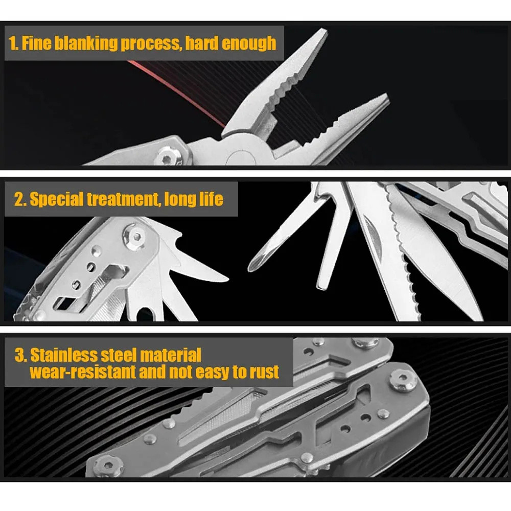 Tactical Folding MultiTool Pocket Knife Pliers With Scissors Screwdriver  Survival Tools 3