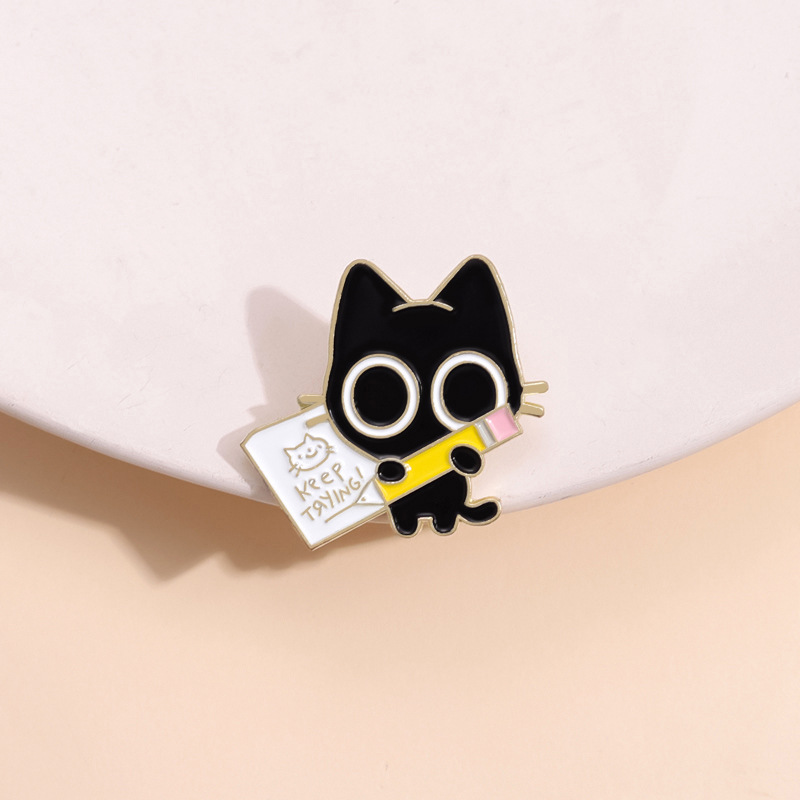 Cute Tiny Black Cat Enamel Pin Cartoon Animal Brooch for Jewelry Jackets Gift Giving