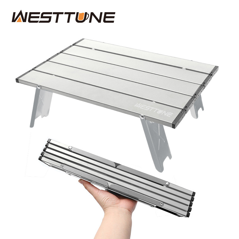Mini Folding Camping Table, Lightweight Outdoor Aluminum Table for Hiking, Beach & Travel, Compact Roll Up Design