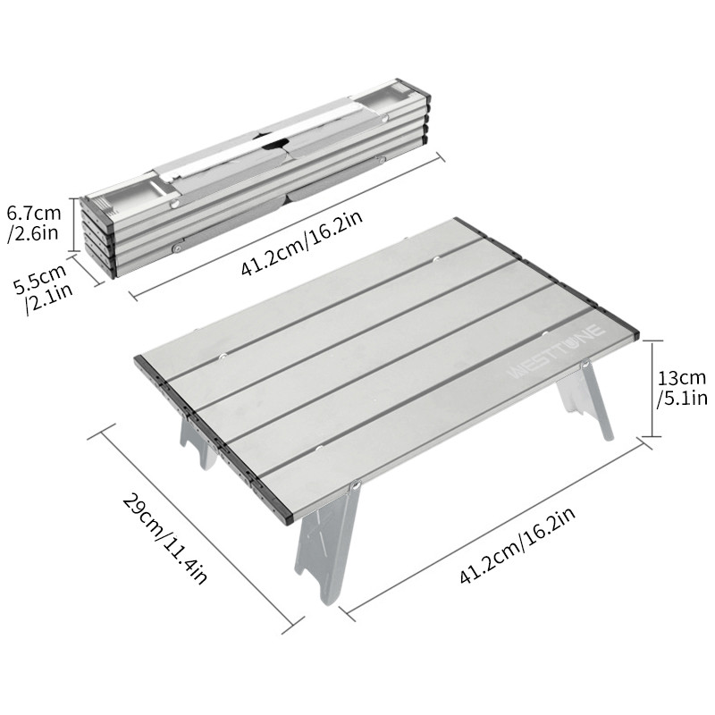 Mini Folding Camping Table, Lightweight Outdoor Aluminum Table for Hiking, Beach & Travel, Compact Roll Up Design
