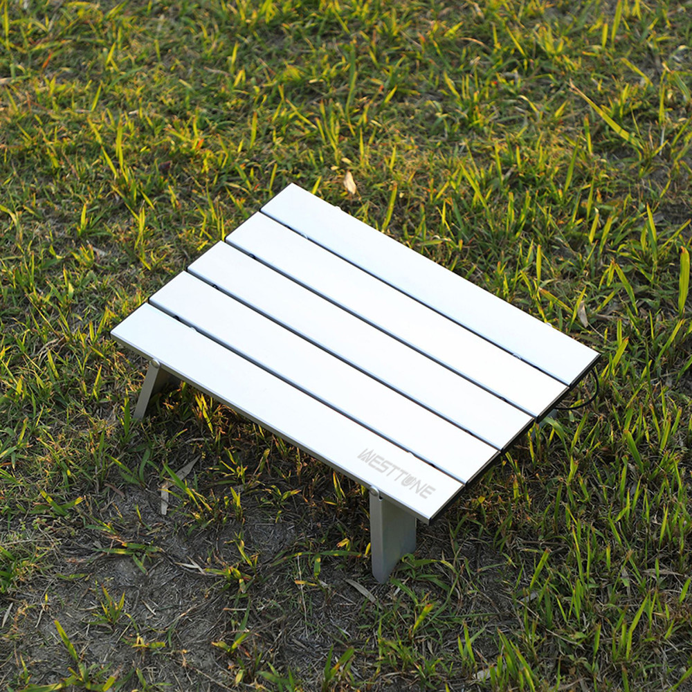 Mini Folding Camping Table, Lightweight Outdoor Aluminum Table for Hiking, Beach & Travel, Compact Roll Up Design