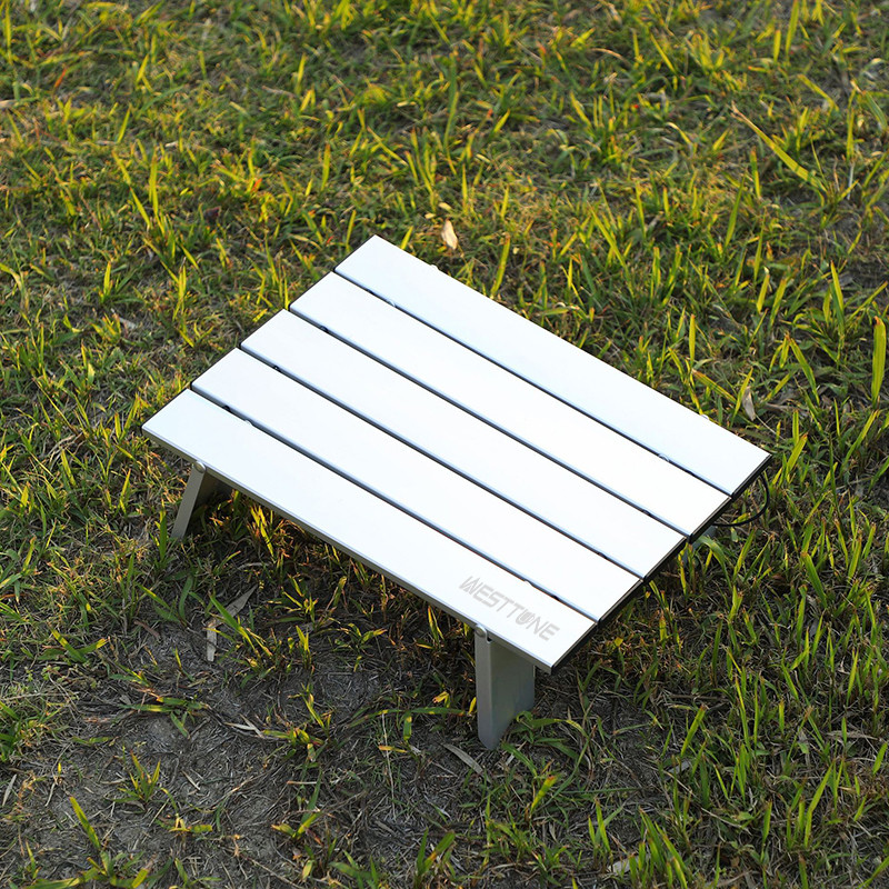 Mini Folding Camping Table, Lightweight Outdoor Aluminum Table for Hiking, Beach & Travel, Compact Roll Up Design