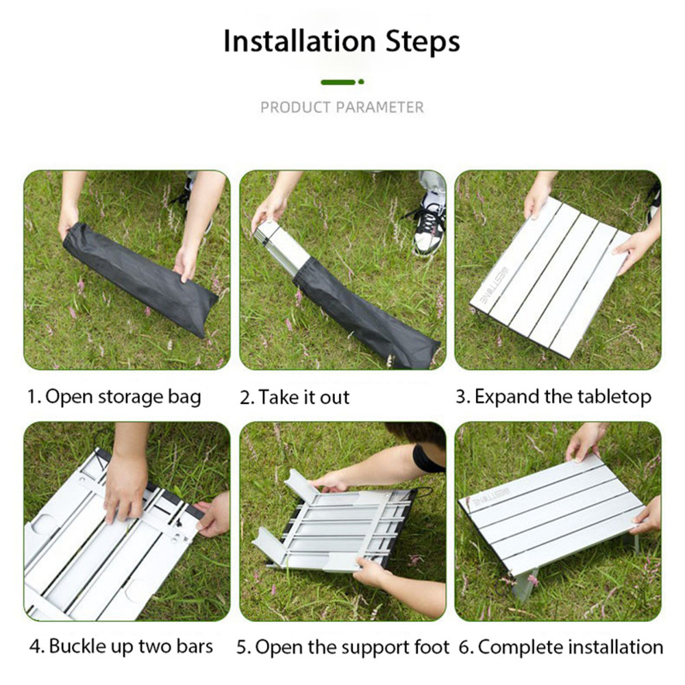 Mini Folding Camping Table, Lightweight Outdoor Aluminum Table for Hiking, Beach & Travel, Compact Roll Up Design