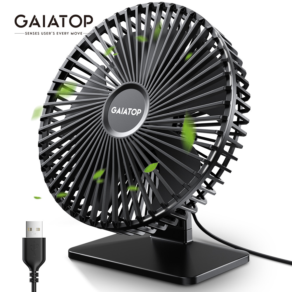 Gaiatop Portable USB Desk Fan, 90° Adjustable, Ultra-Quiet 4-Speed Cooling Fan for Home, Office & Travel