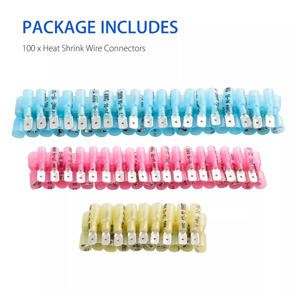 Electrical Heat Shrink Male Female Spade Wire Connectors Waterproof Terminals Set 1