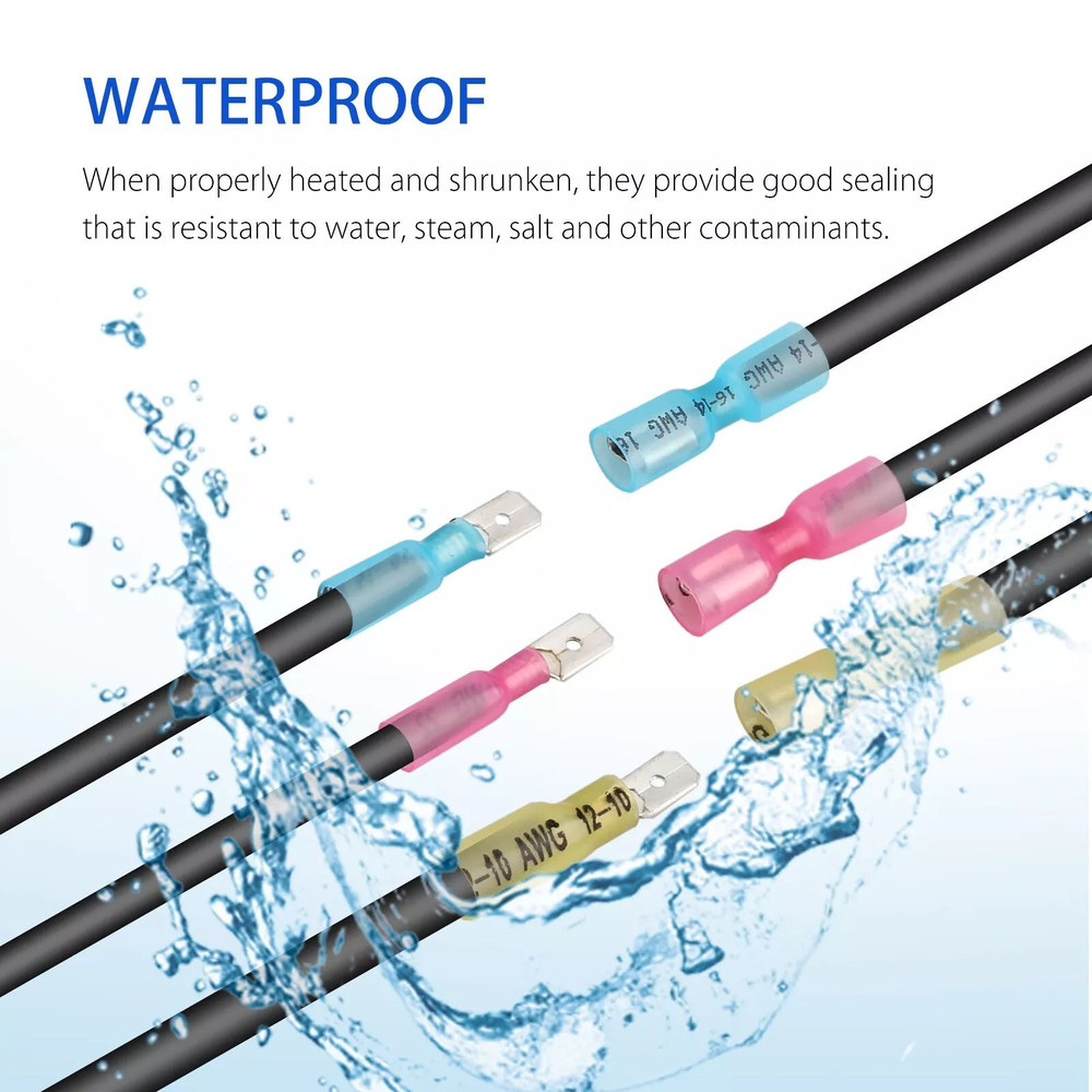 Electrical Heat Shrink Male Female Spade Wire Connectors Waterproof Terminals Set 7