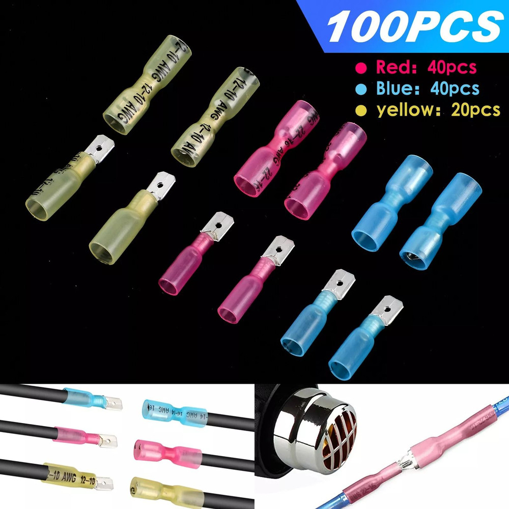 Electrical Heat Shrink Male Female Spade Wire Connectors Waterproof Terminals Set 8