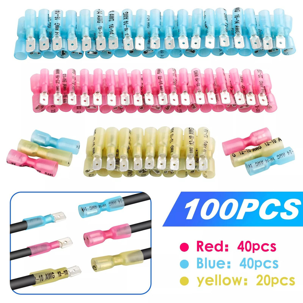 Electrical Heat Shrink Male Female Spade Wire Connectors Waterproof Terminals Set 0