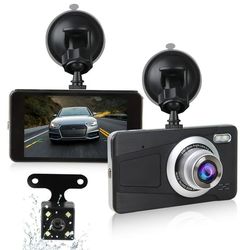 hd 1080p dual lens dash cam, front & rear car dvr camera with g-sensor, night vision, loop recording