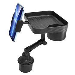 360° rotating car cup phone holder – adjustable stand mount & food organizer tray